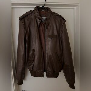 Members Only Brown Leather Bomber Jacket
